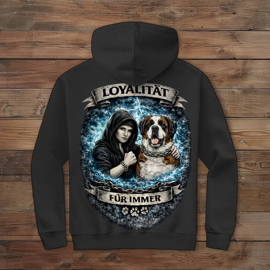 Damen Zipper Hoodie La Familia für immer mit Bernhardiner