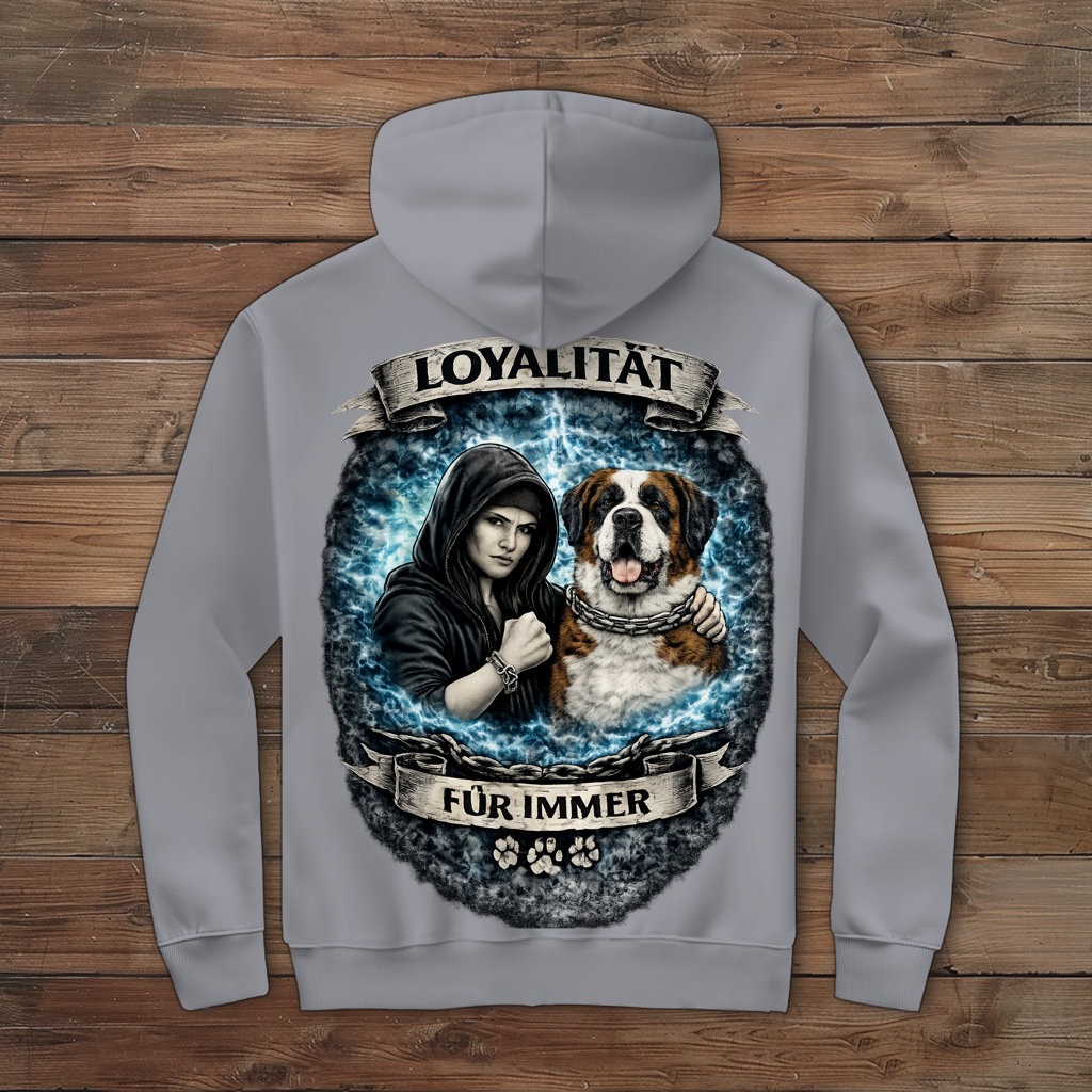 Damen Zipper Hoodie La Familia für immer mit Bernhardiner