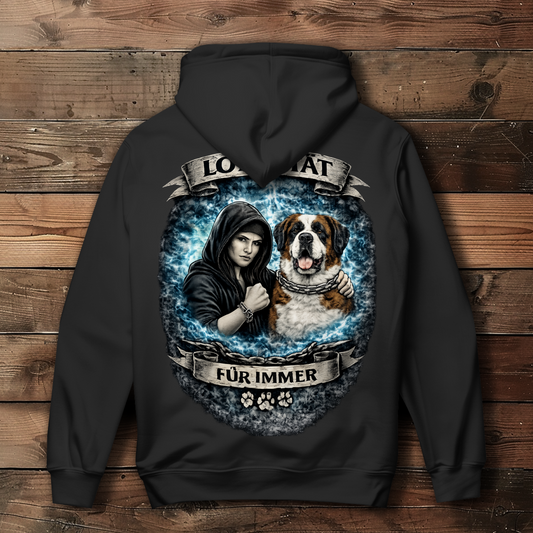 Damen Hoodie La Familia für immer mit Bernhardiner