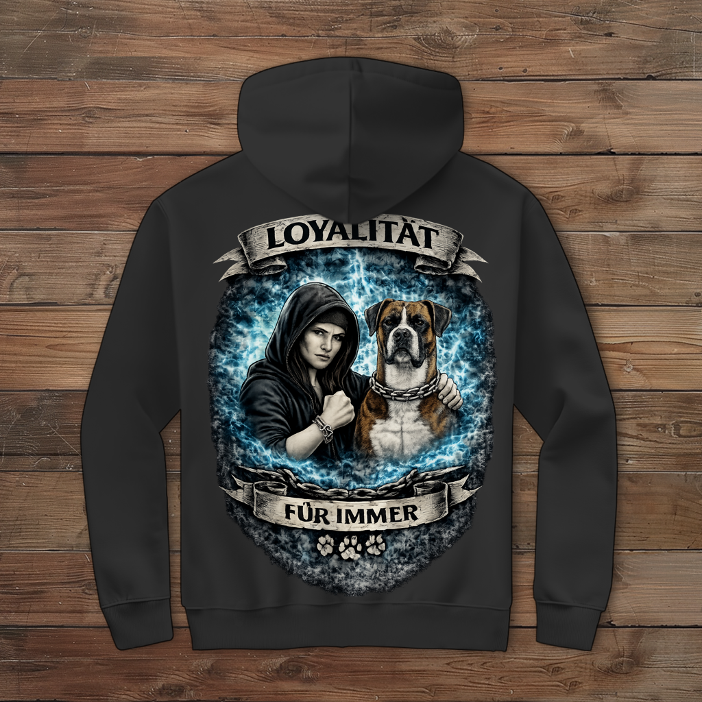 Damen Zipper Hoodie La Familia für immer mit Boxer