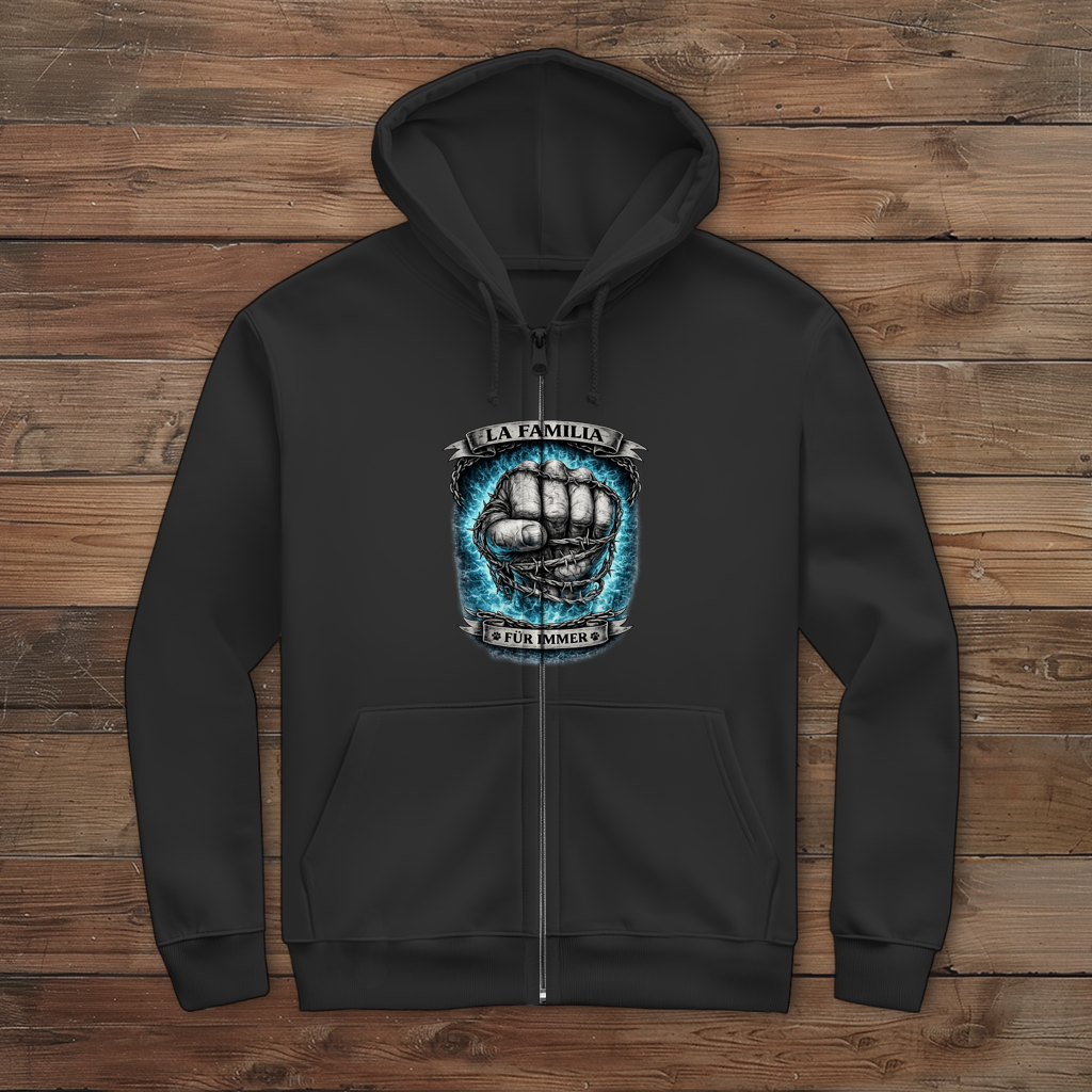 Damen Zipper Hoodie La Familia für immer mit Boxer