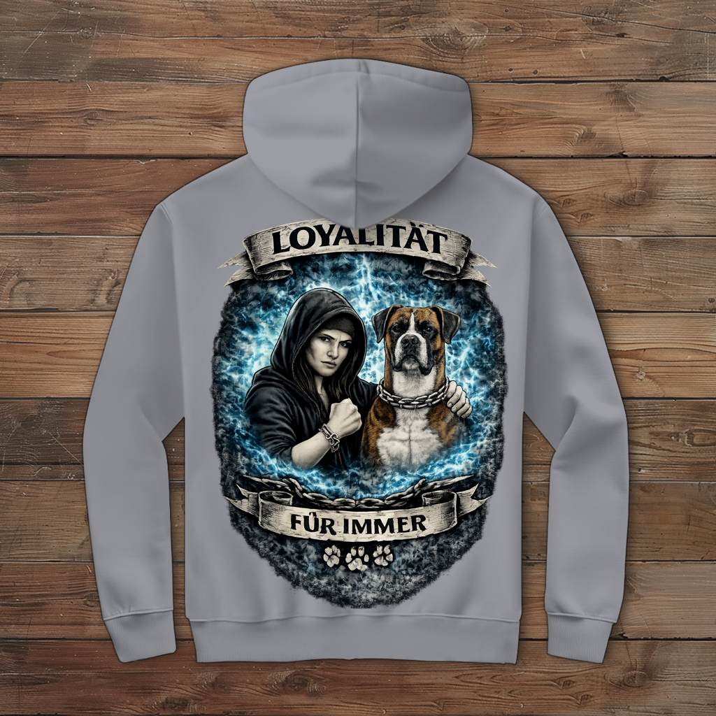 Damen Zipper Hoodie La Familia für immer mit Boxer