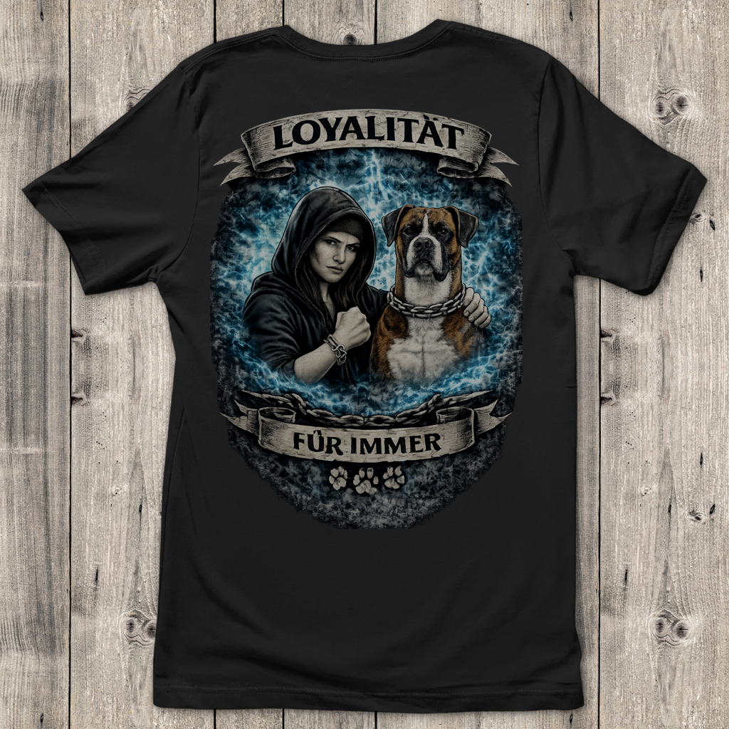 Damen T-Shirt La Familia für immer mit Boxer