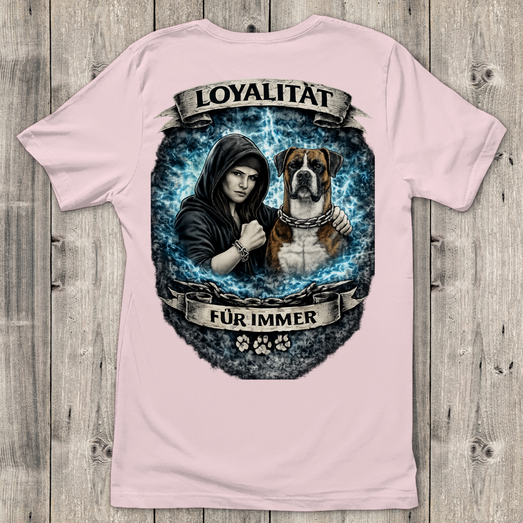 Damen T-Shirt La Familia für immer mit Boxer