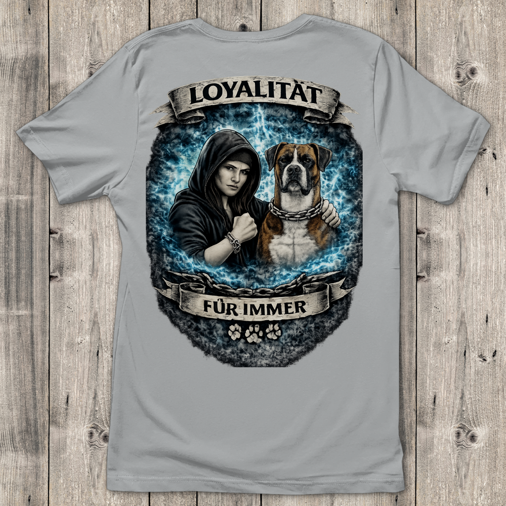 Damen T-Shirt La Familia für immer mit Boxer