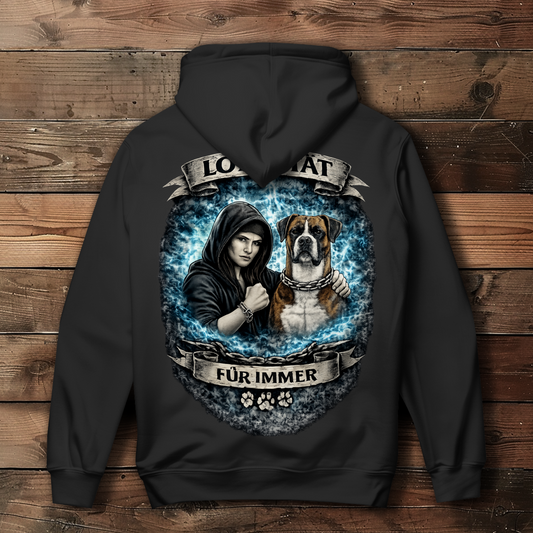 Damen Hoodie La Familia für immer mit Boxer
