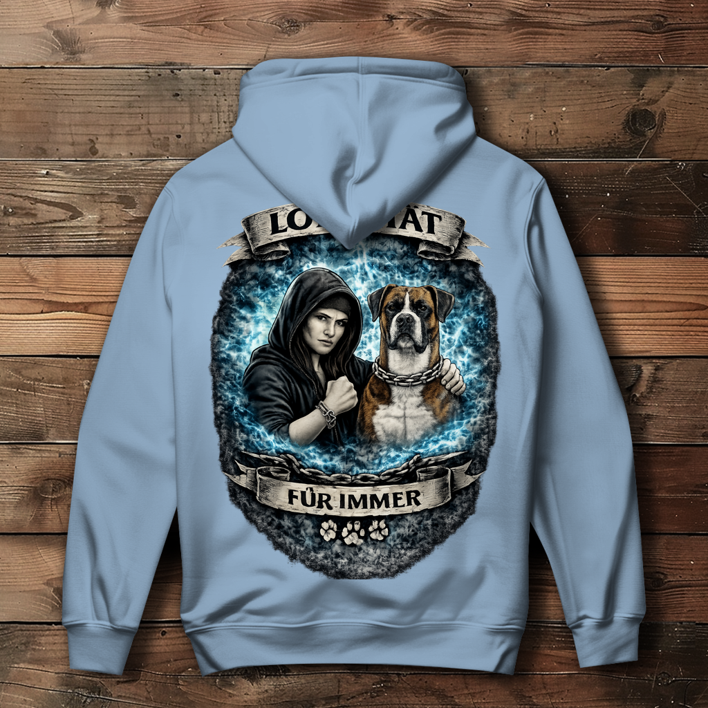 Damen Hoodie La Familia für immer mit Boxer