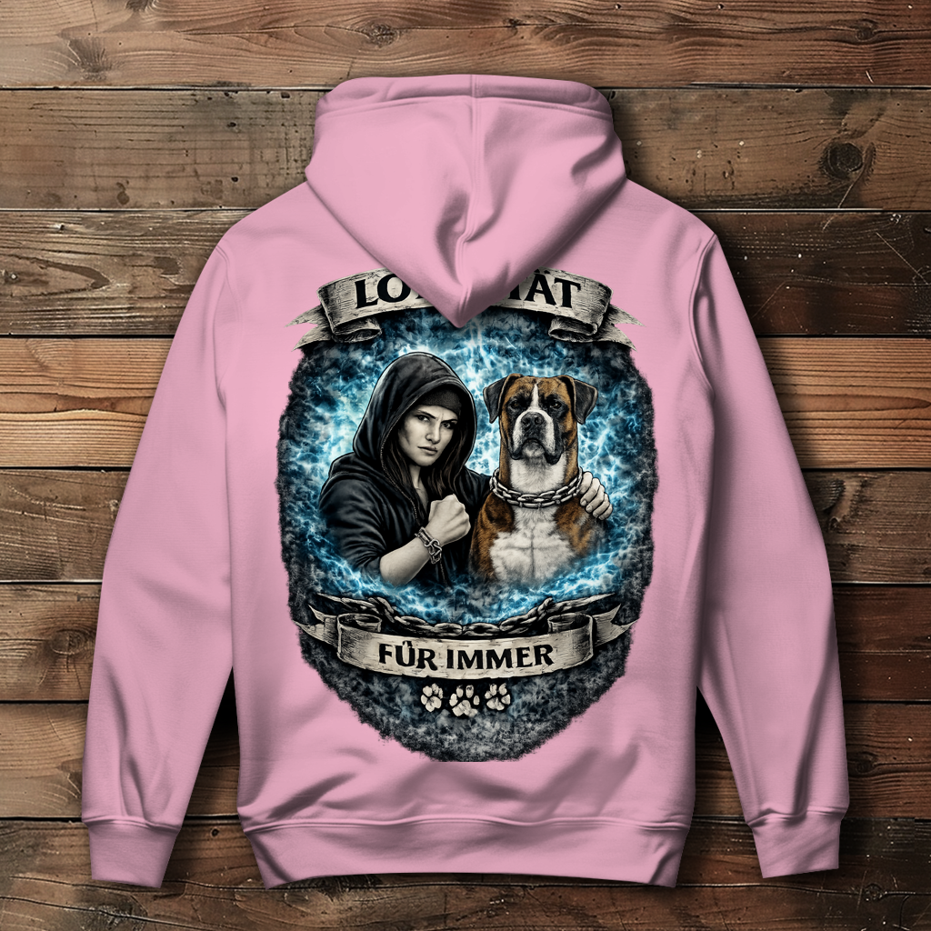 Damen Hoodie La Familia für immer mit Boxer