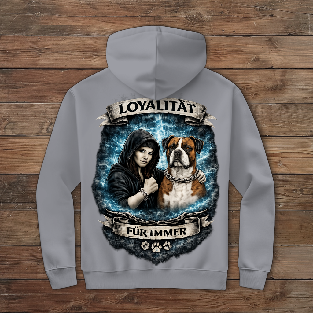 Damen Zipper Hoodie La Familia für immer mit Bulldogge