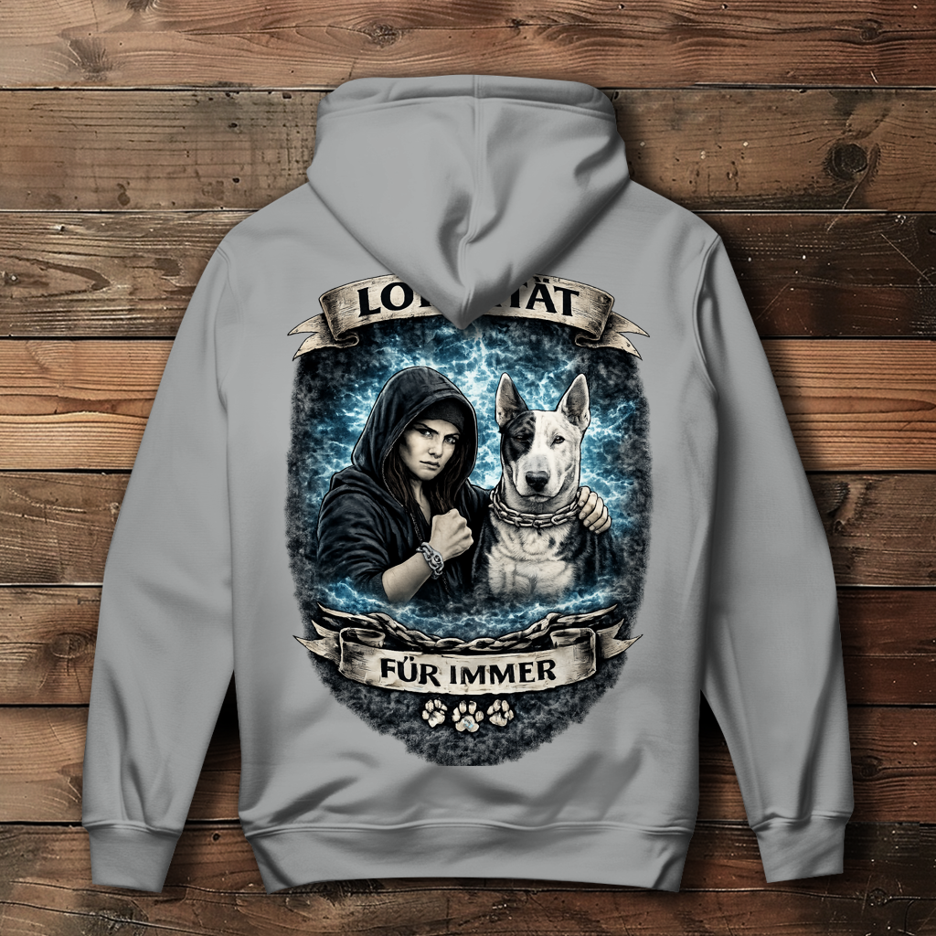Damen Hoodie La Familia für immer Bull Terrier