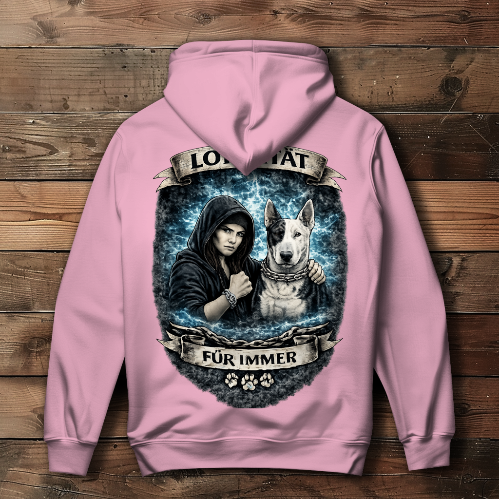 Damen Hoodie La Familia für immer Bull Terrier