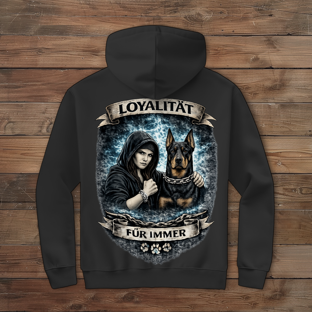 Damen Zipper Hoodie La Familia für immer mit Dobermann