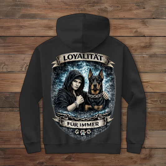 Damen Zipper Hoodie La Familia für immer mit Dobermann