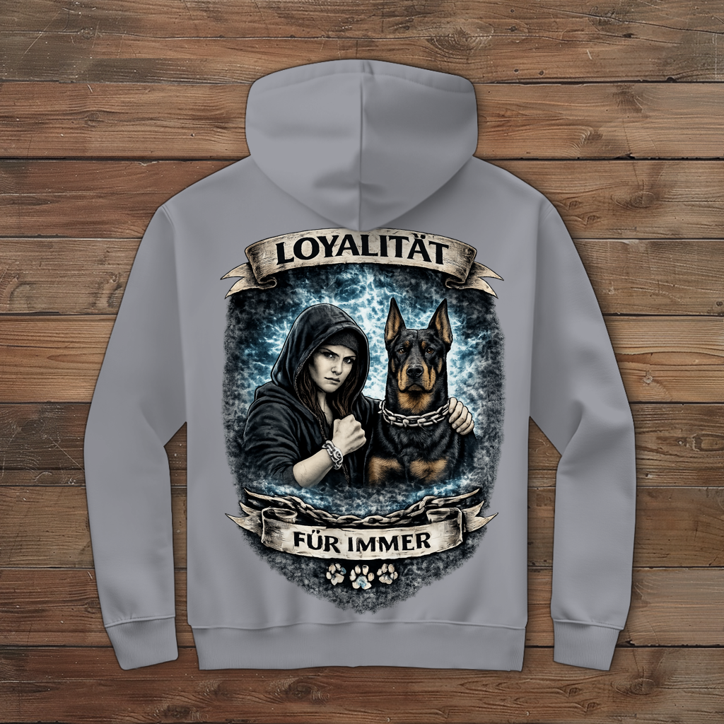Damen Zipper Hoodie La Familia für immer mit Dobermann