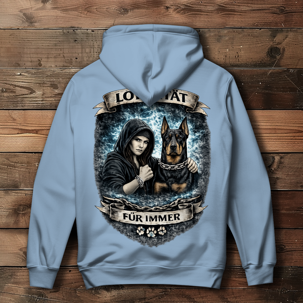 Damen Hoodie La Familia für immer mit Dobermann