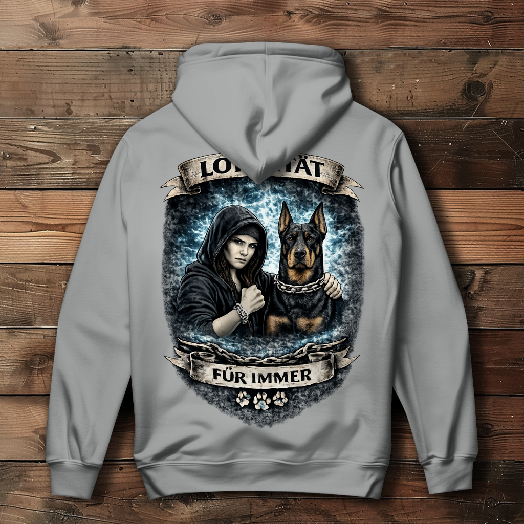 Damen Hoodie La Familia für immer mit Dobermann