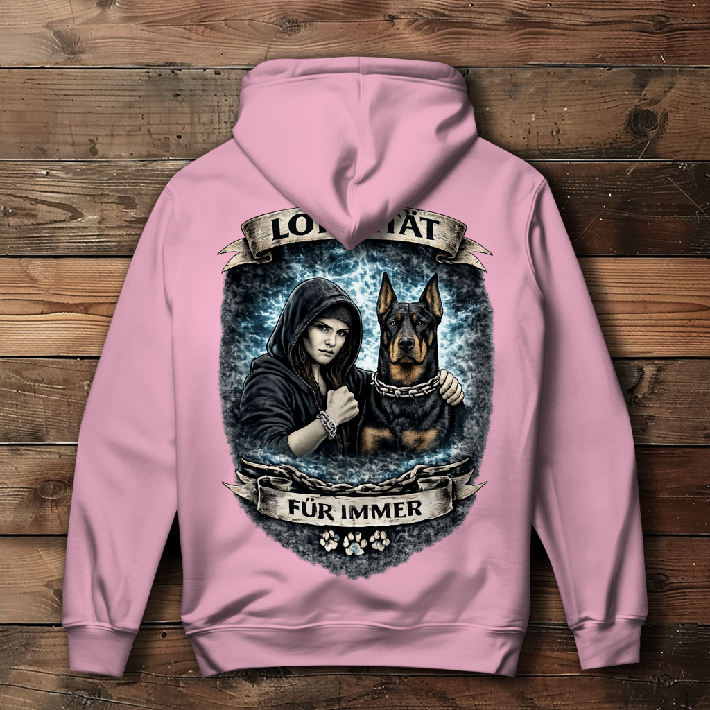 Damen Hoodie La Familia für immer mit Dobermann