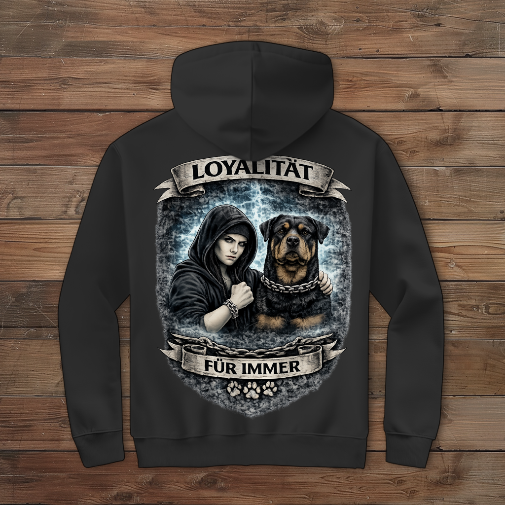 Damen Zipper Hoodie La Familia für immer mit Rottweiler