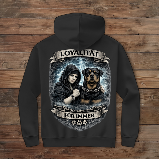 Damen Zipper Hoodie La Familia für immer mit Rottweiler