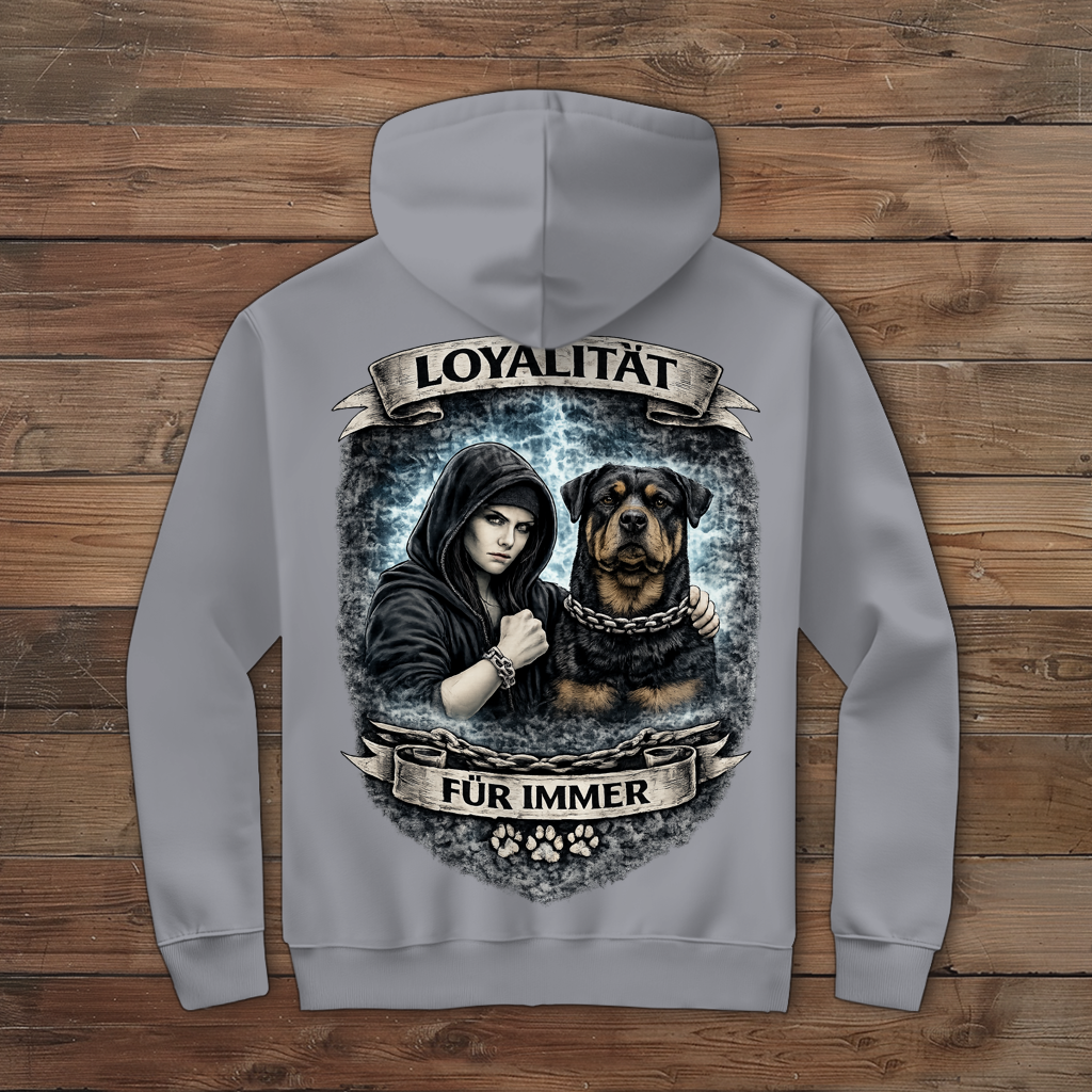 Damen Zipper Hoodie La Familia für immer mit Rottweiler