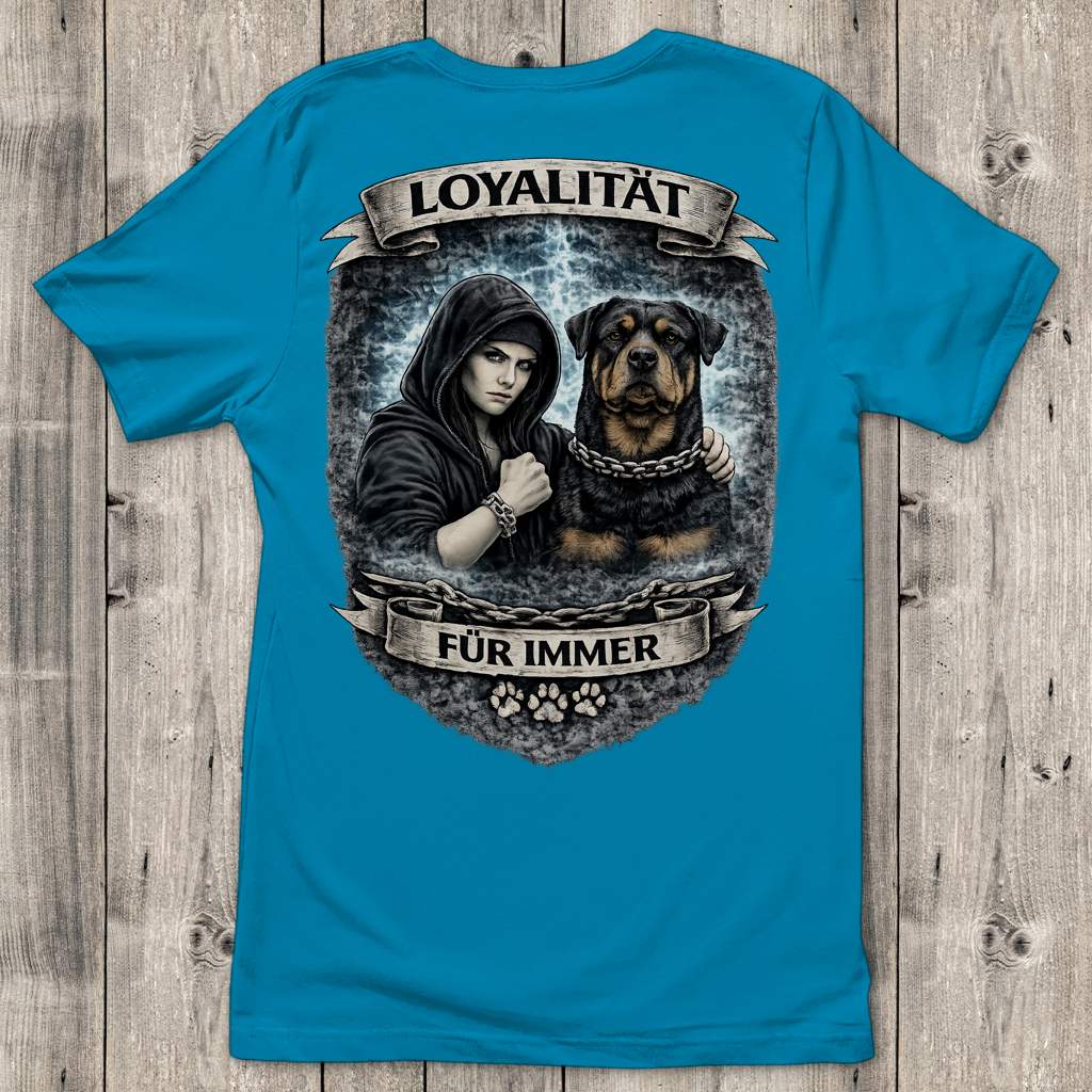 Damen T-Shirt La Familia für immer mit Rottweiler
