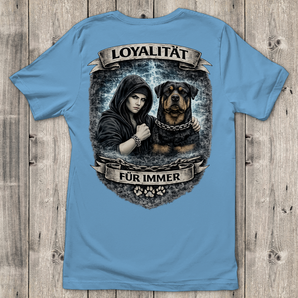 Damen T-Shirt La Familia für immer mit Rottweiler