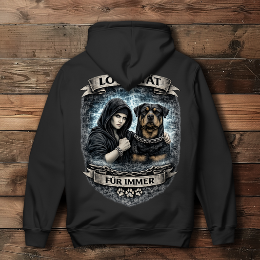Damen Hoodie La Familia für immer mit Rottweiler