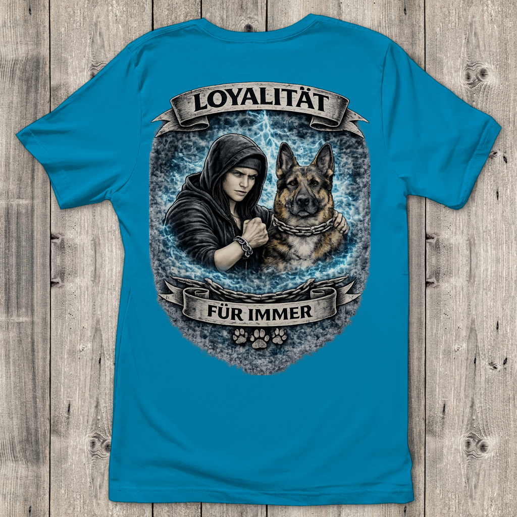 Damen T-Shirt La Familia für immer mit Schäferhund