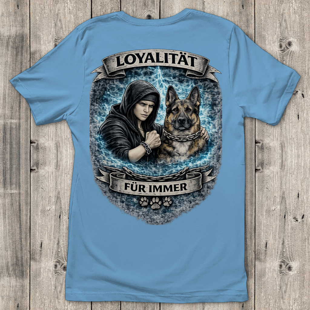 Damen T-Shirt La Familia für immer mit Schäferhund