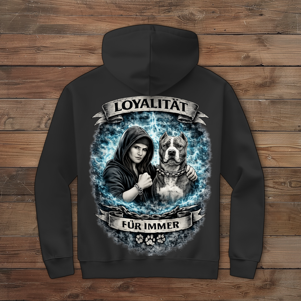 Damen Zipper Hoodie La Familia für immer mit Staffordshine Terrier
