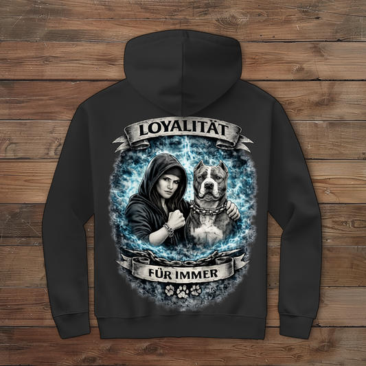Damen Zipper Hoodie La Familia für immer mit Staffordshine Terrier