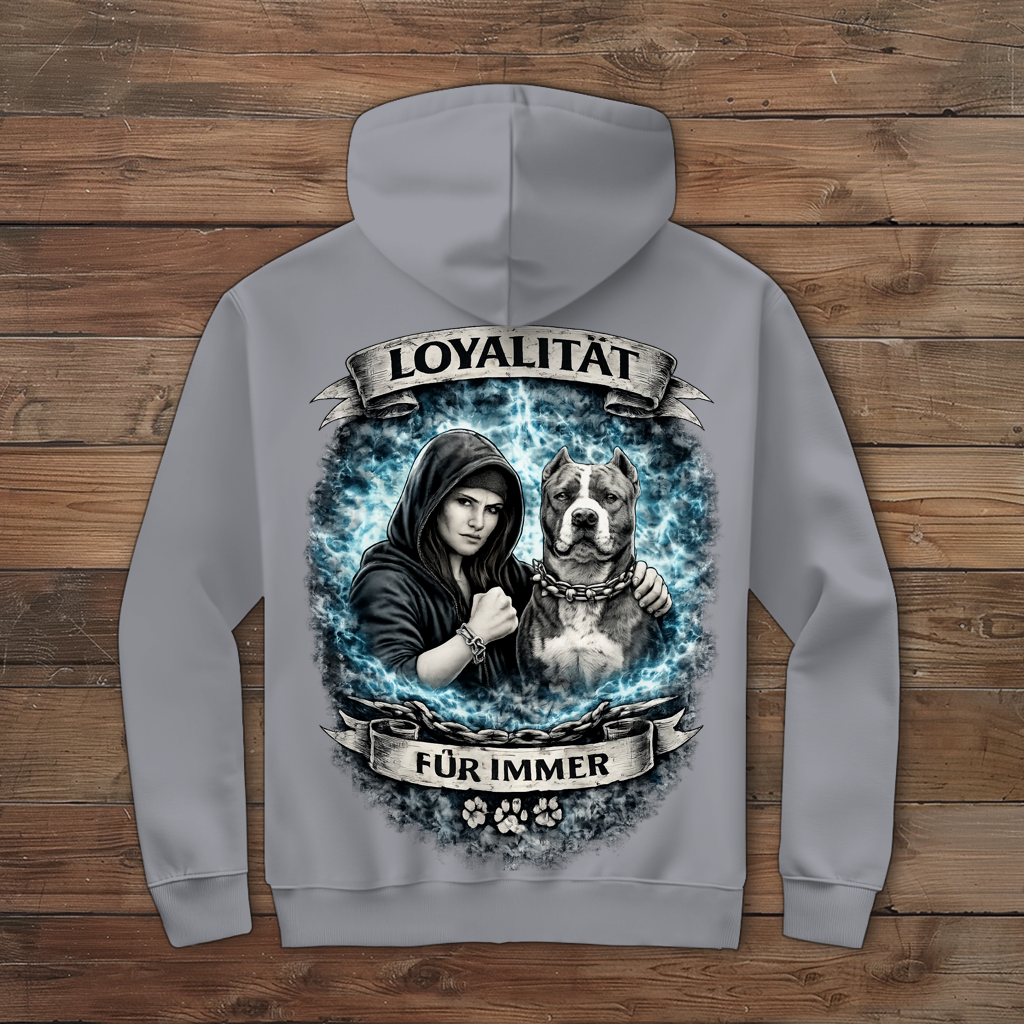 Damen Zipper Hoodie La Familia für immer mit Staffordshine Terrier