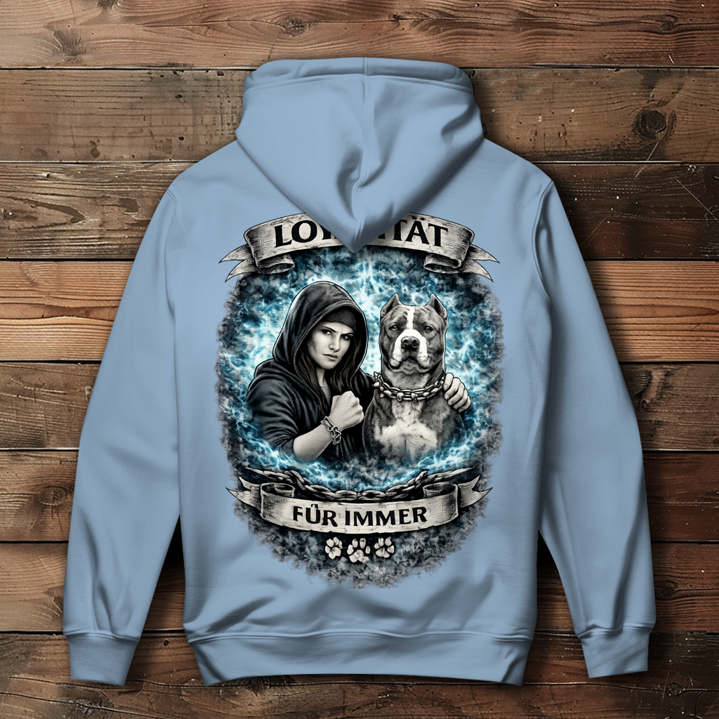 Damen Hoodie La Familia für immer mit Staffordshine Terrier