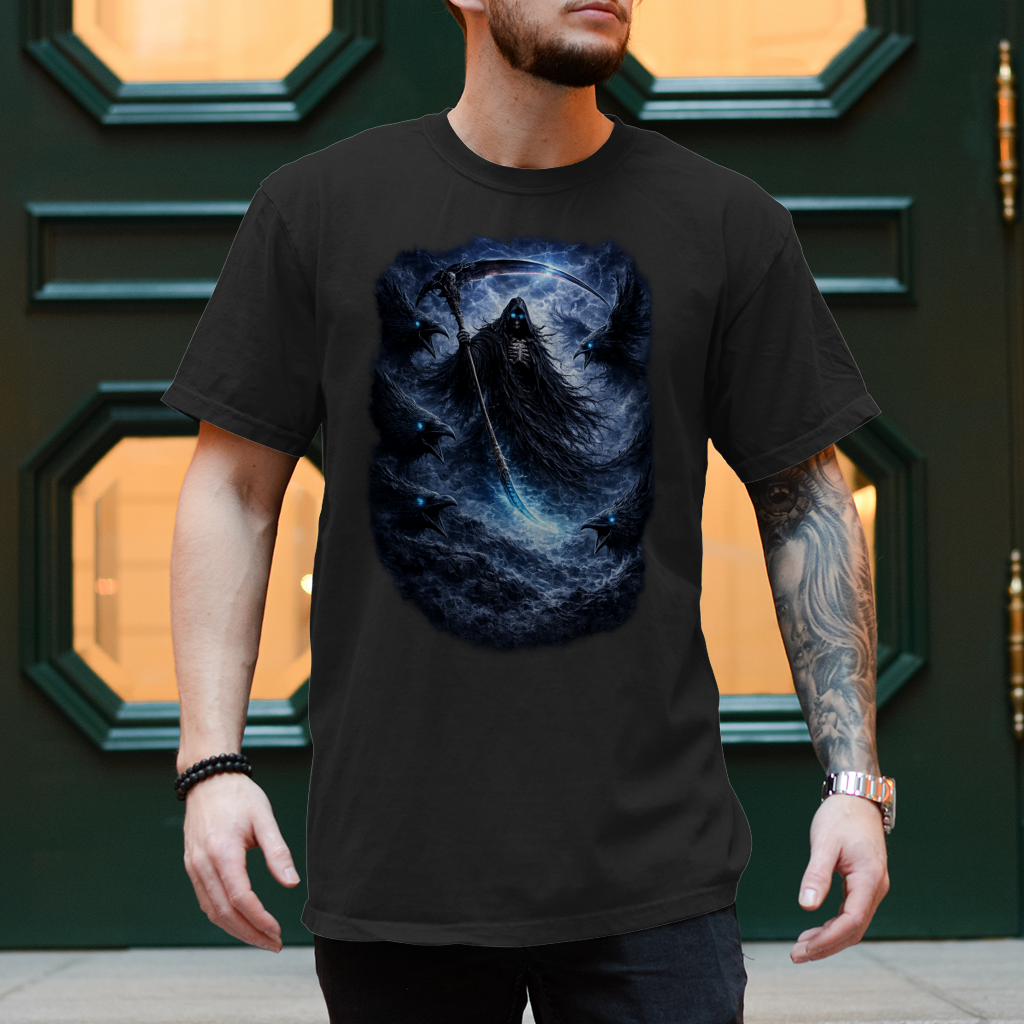 Herren T-Shirt Der finstere Reaper und die Raben