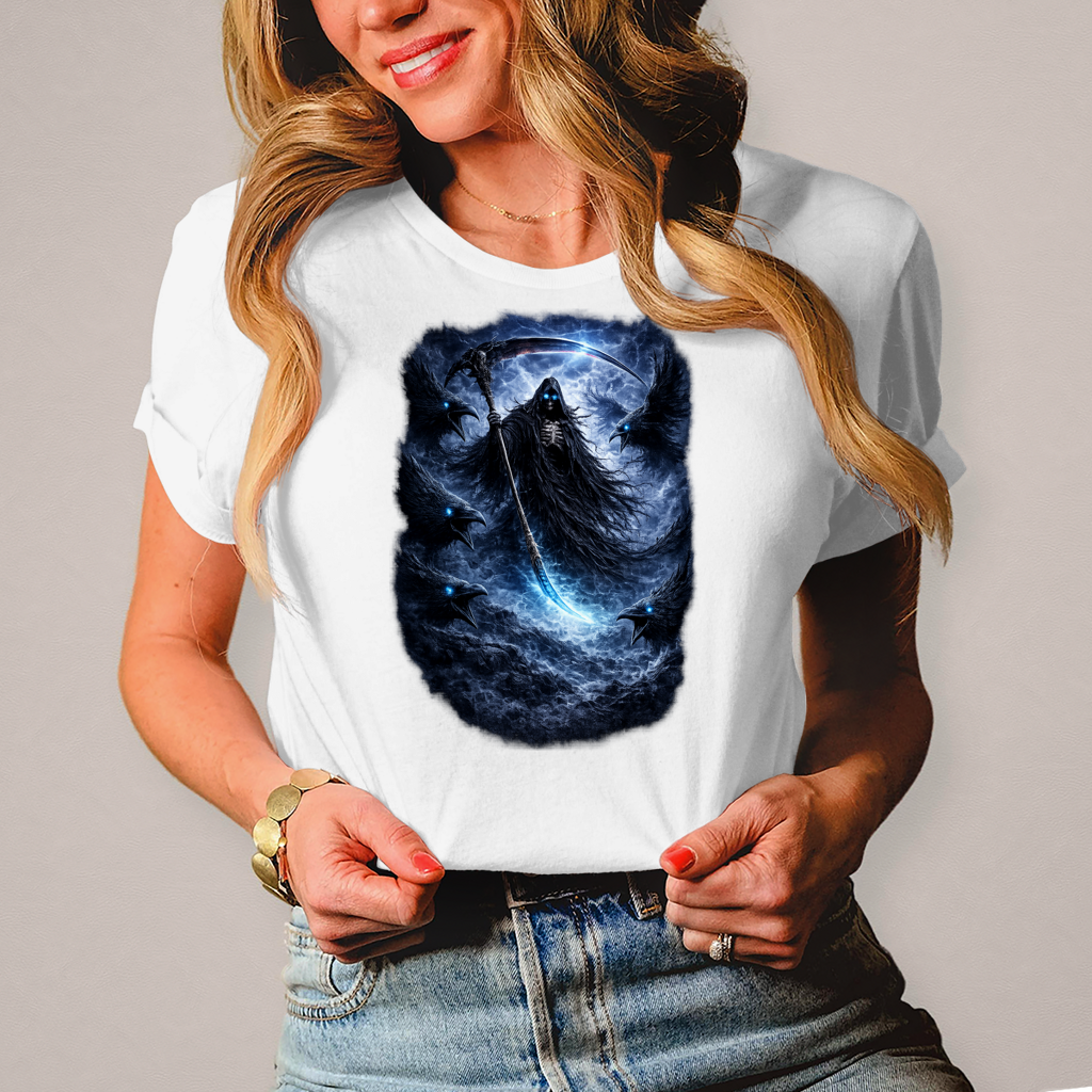 Damen T-Shirt Der finstere Reaper und die Raben