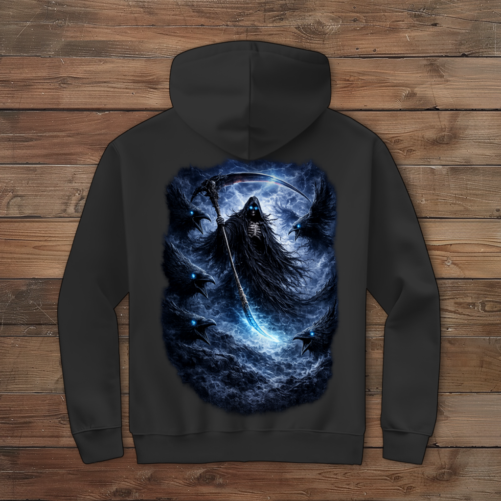 Herren Zipper Hoodie Der finstere Reaper und die Raben