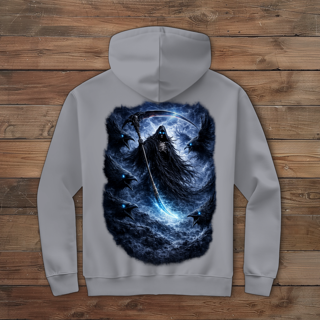 Herren Zipper Hoodie Der finstere Reaper und die Raben