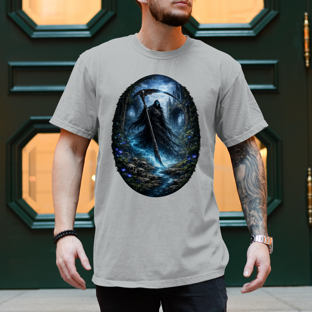 Herren T-Shirt Grim Reaper im verfluchten Wald