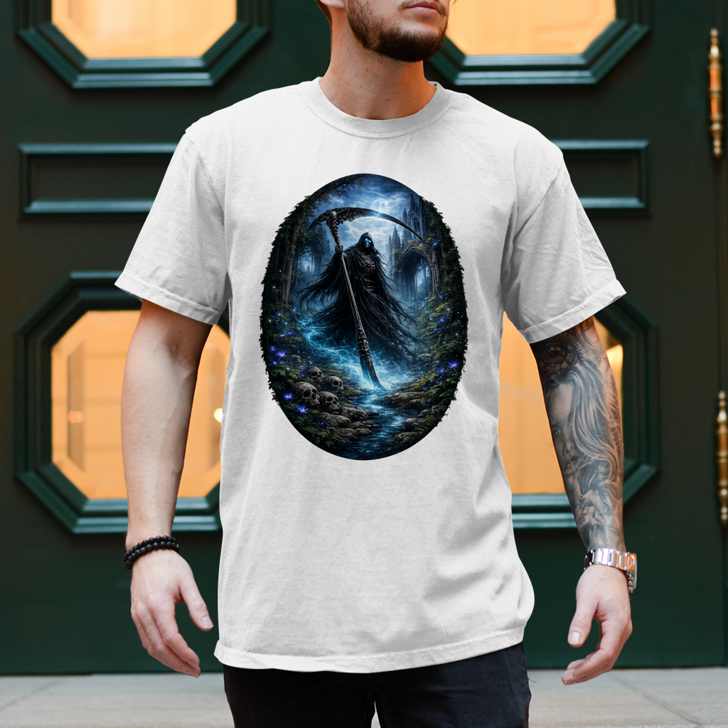 Herren T-Shirt Grim Reaper im verfluchten Wald