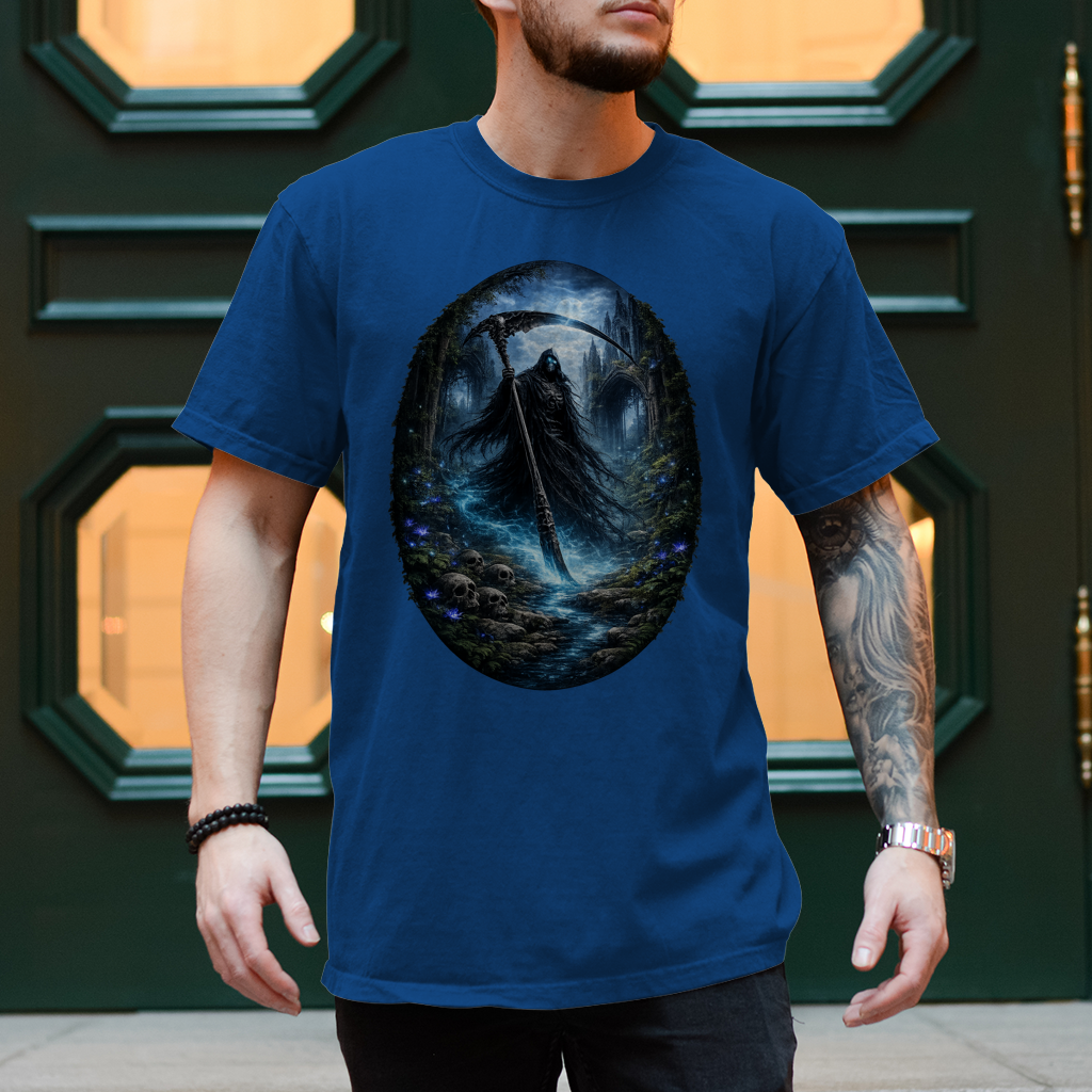 Herren T-Shirt Grim Reaper im verfluchten Wald