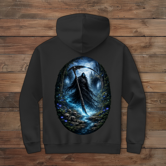 Herren Zipper Hoodie Grim Reaper im verfluchten Wald