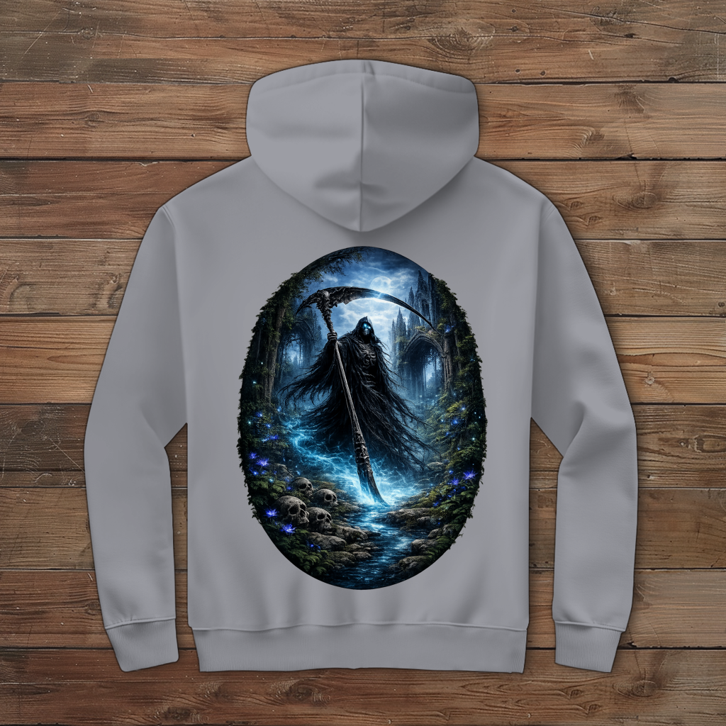 Herren Zipper Hoodie Grim Reaper im verfluchten Wald