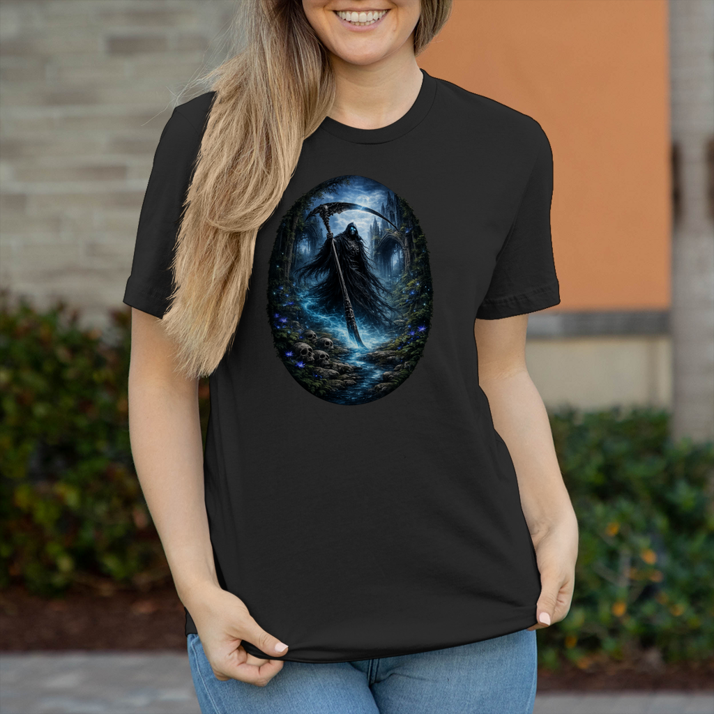 Damen T-Shirt Grim Reaper im verfluchten Wald