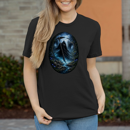 Damen T-Shirt Grim Reaper im verfluchten Wald