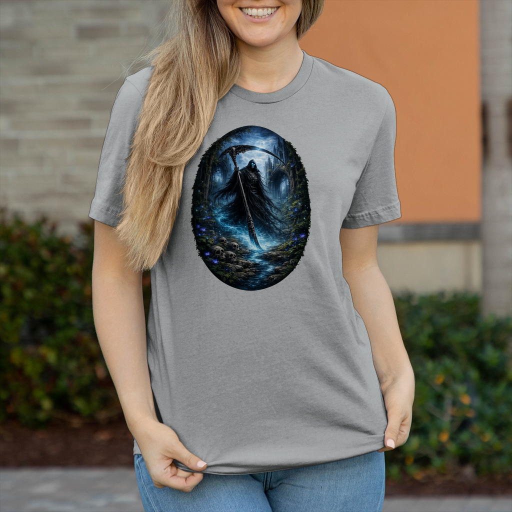Damen T-Shirt Grim Reaper im verfluchten Wald