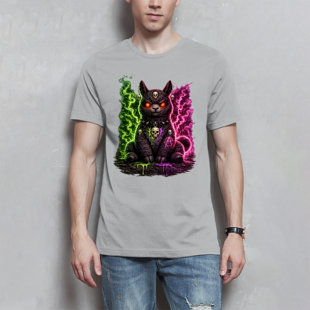 Herren T-Shirt Dämonisches Lama in grüner und pinker Magie