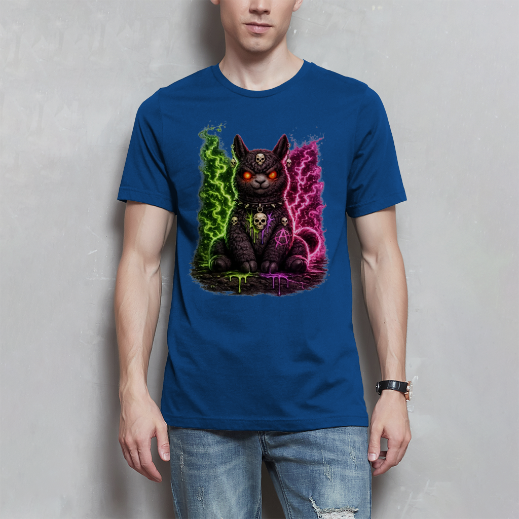 Herren T-Shirt Dämonisches Lama in grüner und pinker Magie
