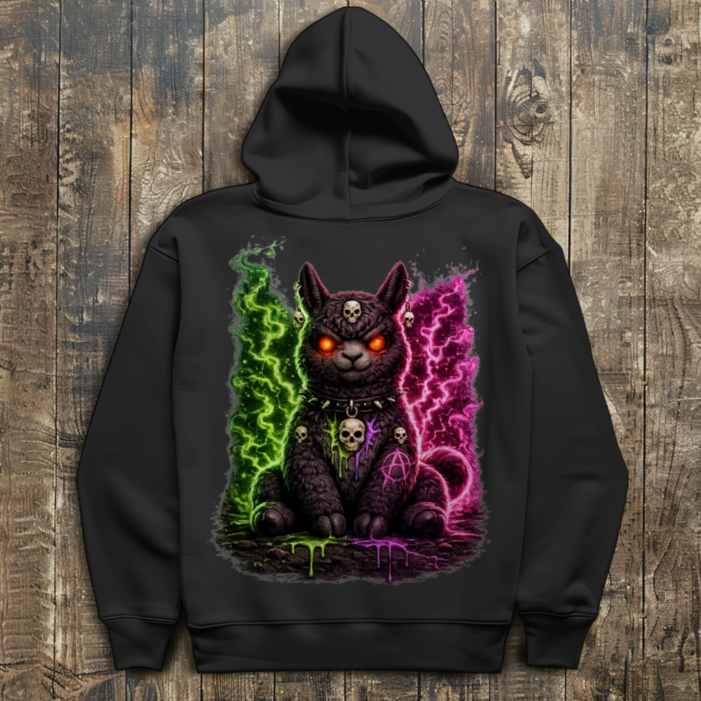 Herren Hoodie Dämonische Lama in grüner und pinker Magie