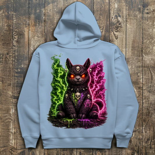 Herren Hoodie Dämonische Lama in grüner und pinker Magie