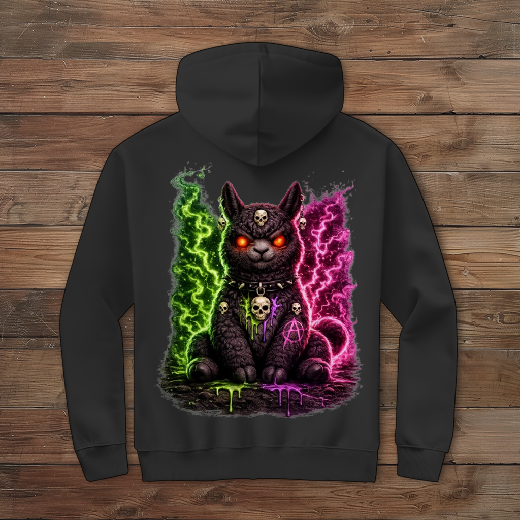 Herren Zipper Hoodie Dämonische Lama in grüner und pinker Magie